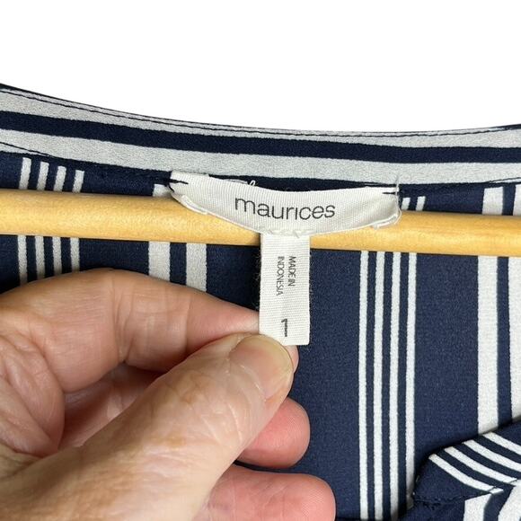 Maurices Striped Lattice Tunic Pop Over Blouse Size Large - Picture 4 of 8